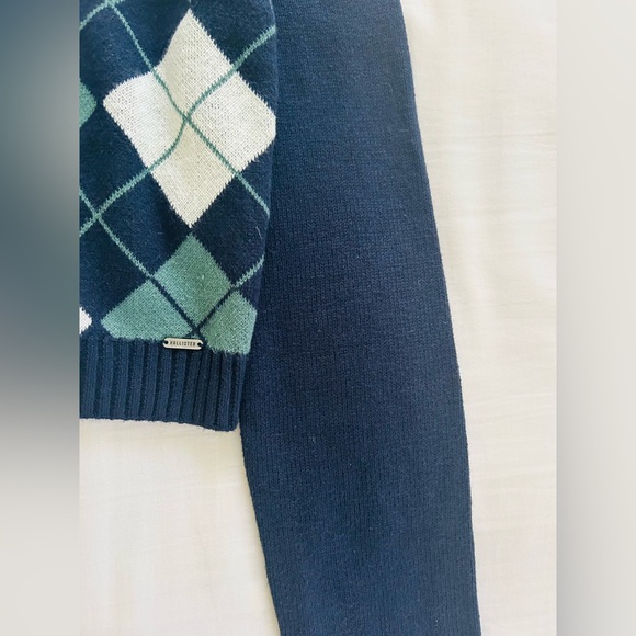 Hollister Navy Argyle Hooded Knit Zip up - Picture 4 of 4